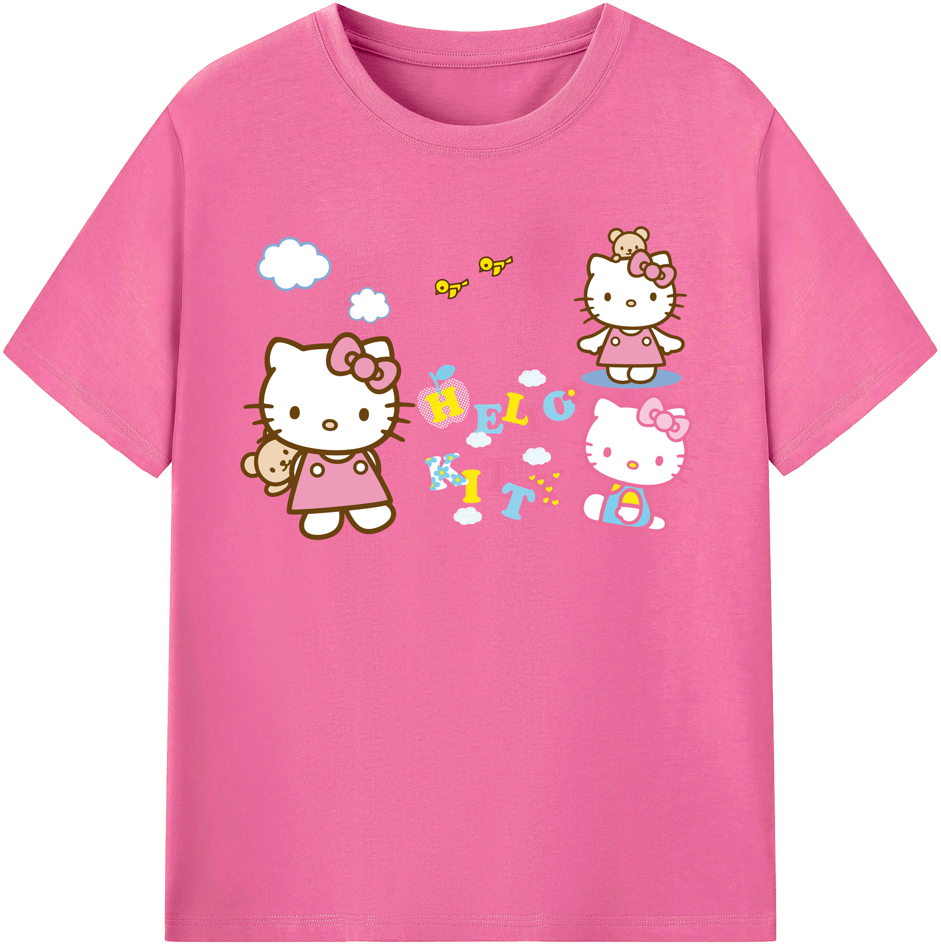 （画像用） Hello Kitty ハローキティ レディースカジュアルプリントTシャツ（綿100％）